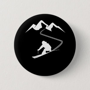 Skiing Ski Minimalist Skiing In The Mountains 6 Cm Round Badge