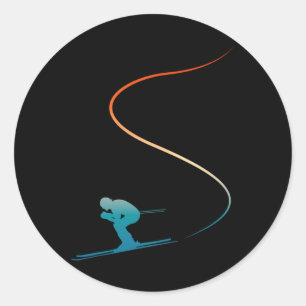 Skiing Ski Outfit Retro Vintage Nordic Skier Classic Round Sticker