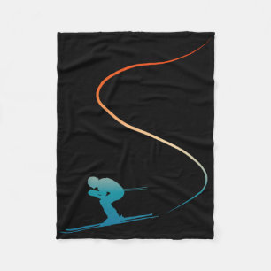 Skiing Ski Outfit Retro Vintage Nordic Skier Fleece Blanket
