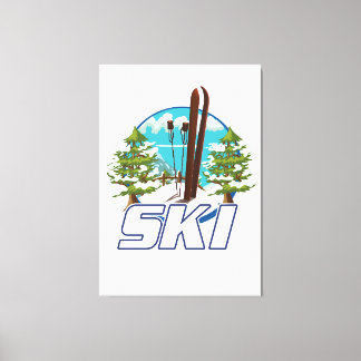 Skiing, ski poster logo. canvas print