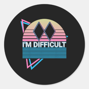 Skiing Ski Retro I'm Difficult Classic Round Sticker