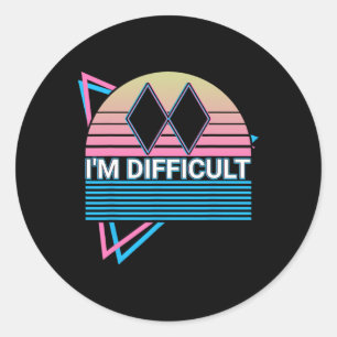 Skiing Ski Retro I'm Difficult Classic Round Sticker
