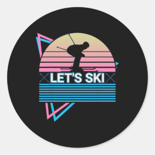 Skiing Ski Retro Let's Ski Classic Round Sticker