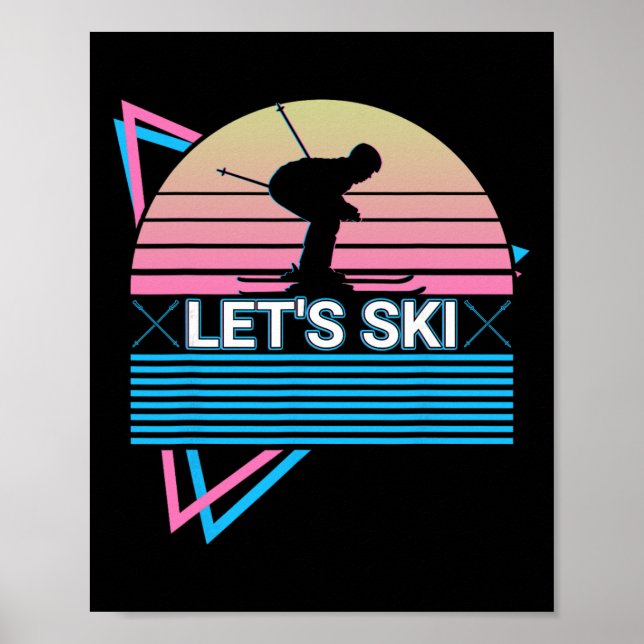 Skiing Ski Retro Let's Ski  Poster (Front)
