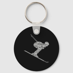 Skiing Ski Skier Men Boys Kids _2 Key Ring