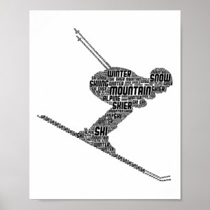 Skiing Ski Skier Men Boys Kids  Poster