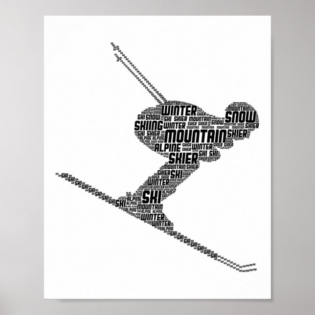 Skiing Ski Skier Men Boys Kids  Poster (Front)