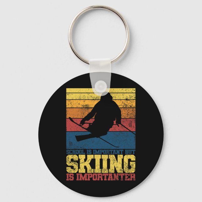 Skiing Ski Skier Vintage  Key Ring (Front)