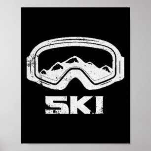 Skiing Ski Snow Mountain Winter Skier Tee Perfect Poster