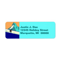 Skiing skier downhill slope Return address Label