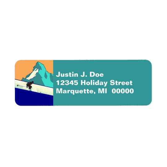 Skiing skier downhill slope Return address Label