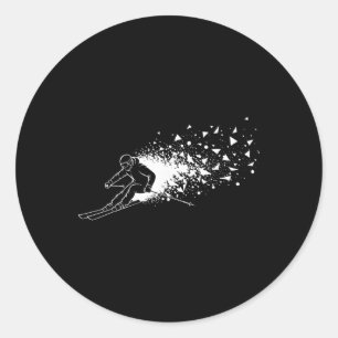 Skiing Skier Freestyle Powder Burst Mountain Snow Classic Round Sticker