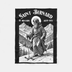 Skiing Skier Patron Saint Bernard Vintage Winter S Fleece Blanket