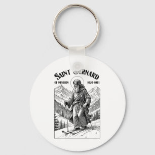 Skiing Skier Patron Saint Bernard Vintage Winter S Key Ring