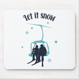 Skiing Skier Ski Retro Winter Let It Snow Christma Mouse Mat