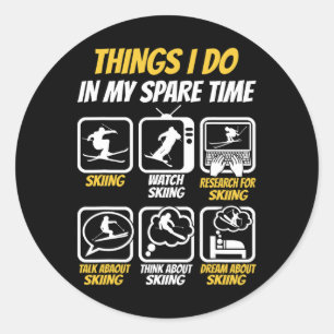 Skiing Skier Ski Snow Winter Sports Enthusiasts Fu Classic Round Sticker