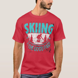 Skiing Skier Snow Mountain Retro Ski Apparel  T-Shirt