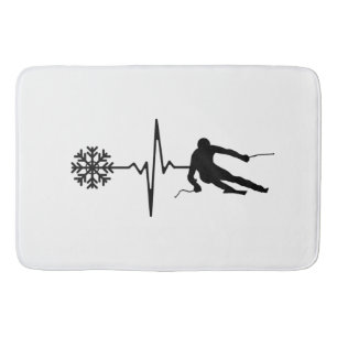 Skiing - Skiing Heartbeat Skier Gift Bath Mat