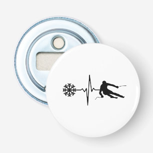 Skiing - Skiing Heartbeat Skier Gift Bottle Opener