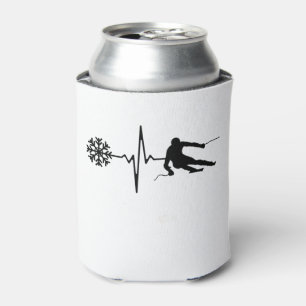 Skiing - Skiing Heartbeat Skier Gift Can Cooler