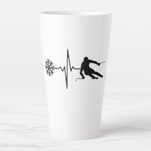 Skiing - Skiing Heartbeat Skier Gift Latte Mug