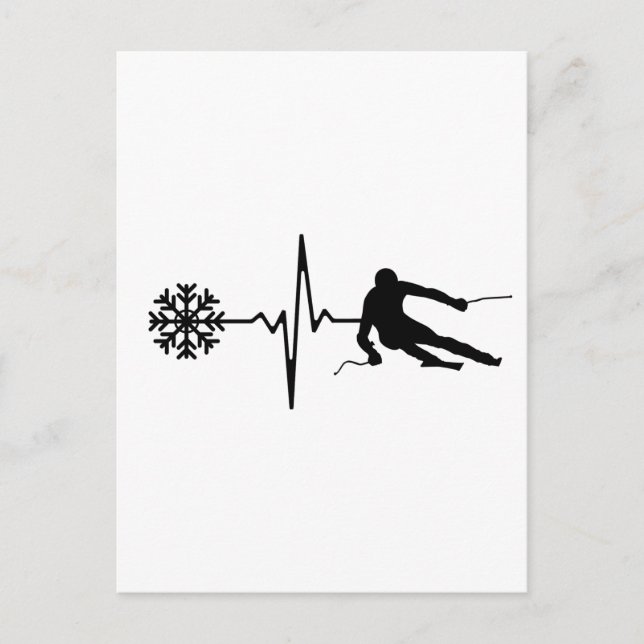Skiing - Skiing Heartbeat Skier Gift Postcard (Front)