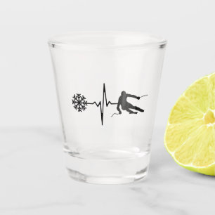 Skiing - Skiing Heartbeat Skier Gift Shot Glass