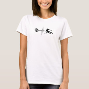 Skiing - Skiing Heartbeat Skier Gift T-Shirt