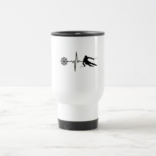 Skiing - Skiing Heartbeat Skier Gift Travel Mug