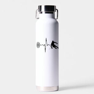 Skiing - Skiing Heartbeat Skier Gift Water Bottle