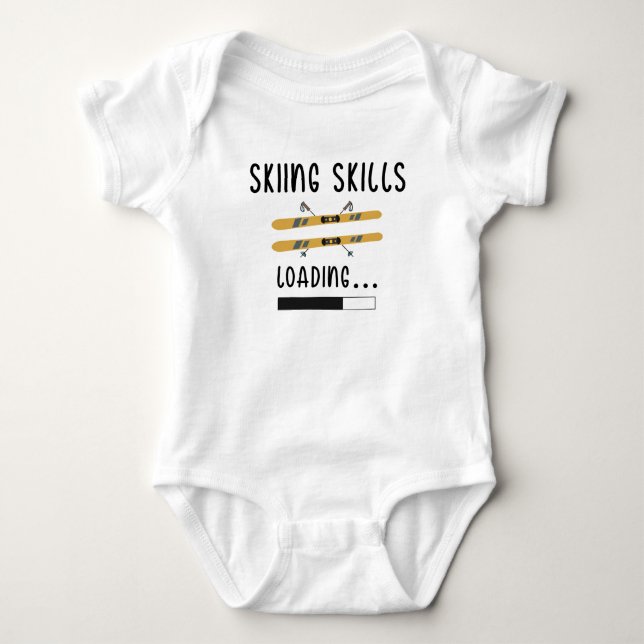Skiing Skills Loading - Funny Skier Baby Bodysuit (Front)