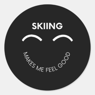 Skiing Slopes Mountain Winter Sports Joyful Alpine Classic Round Sticker
