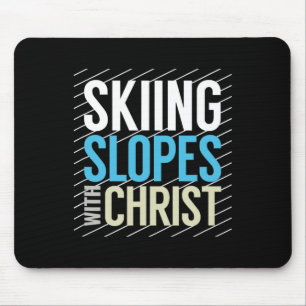 Skiing Slopes With Jesus Mouse Mat