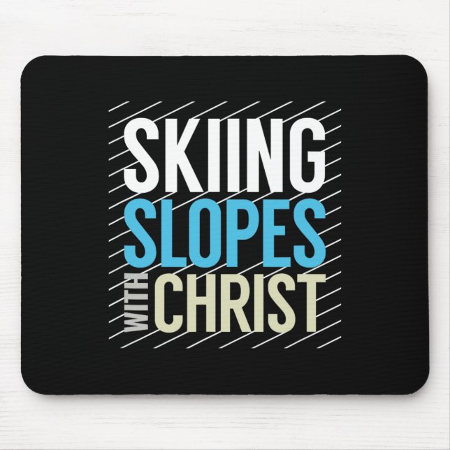 Skiing Slopes With Jesus  Mouse Mat (Front)