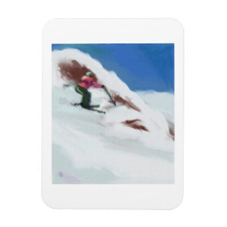 Skiing Snow Mountain Art Magnet