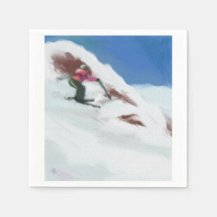Skiing Snow Mountain Art Napkin