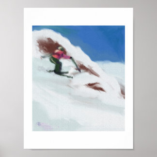 Skiing Snow Mountain Art Poster