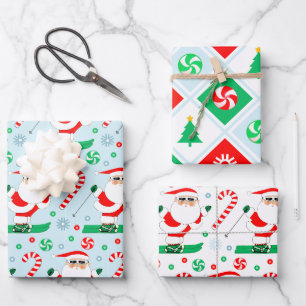 Skiing Snow Skier Holiday Gift Wrapping Paper Sheet