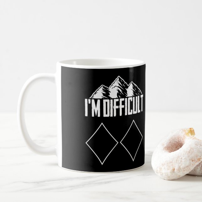 Skiing Snowboard IM Difficult Skier Winter Sports Coffee Mug (With Donut)