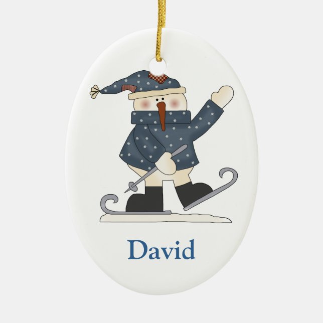 Skiing Snowman ornament (Front)
