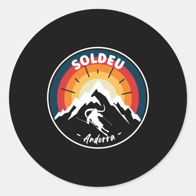 Skiing Soldeu Andorra Vintage Classic Round Sticker (Front)