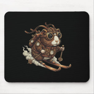 Skiing Steampunk Guinea Pig With Goggles And Gears Mouse Mat