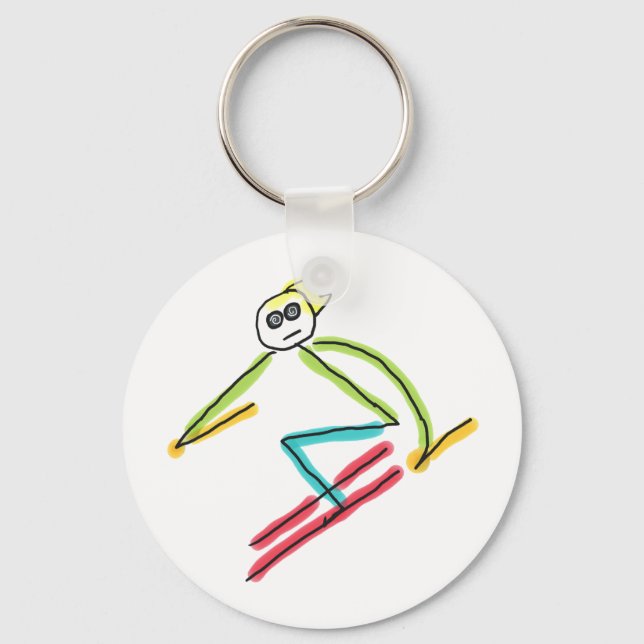 Skiing Stickman Key Ring (Front)