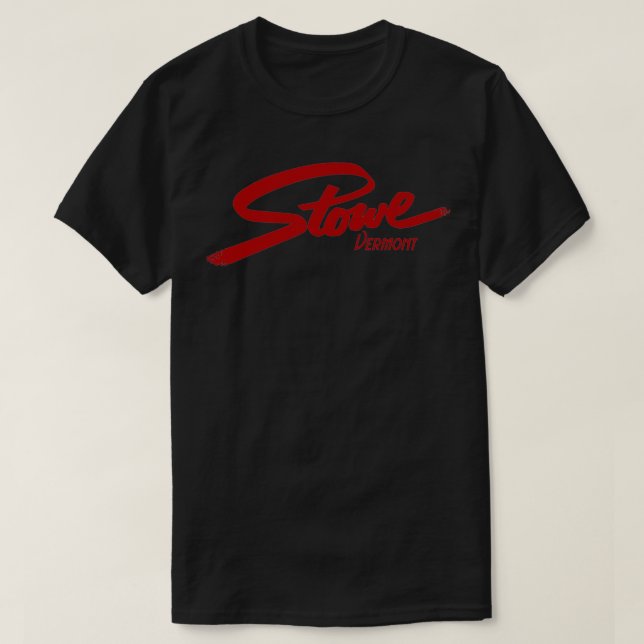 SKIING STOWE VERMONT SKI MOUNTAINS SNOWBOARD TYPOG T-Shirt (Design Front)