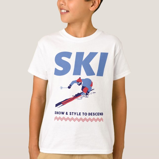 Skiing Stylishly Down The Slopes  T-Shirt (Front)