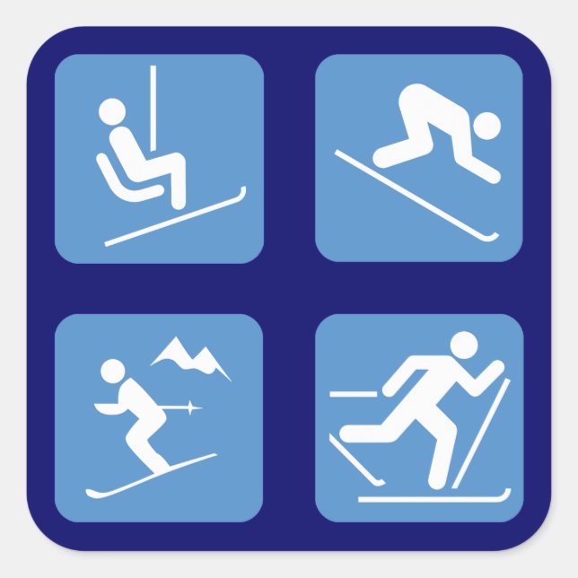 Skiing Symbols Square Sticker (Front)