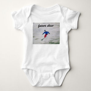 Skiing themed baby vest bodysuit