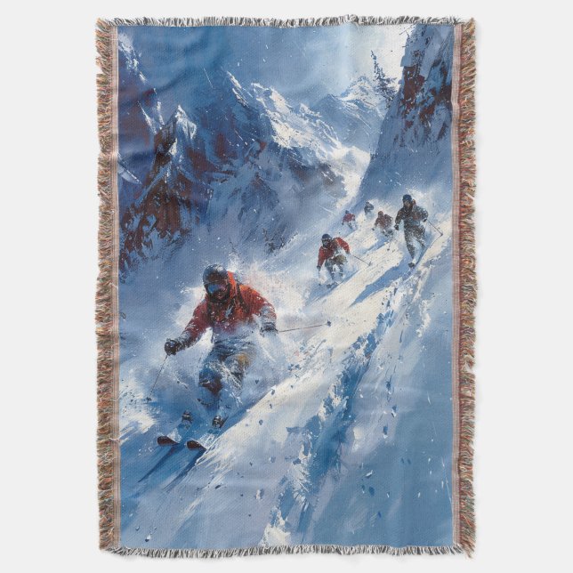Skiing Throw Blanket (Front Vertical)