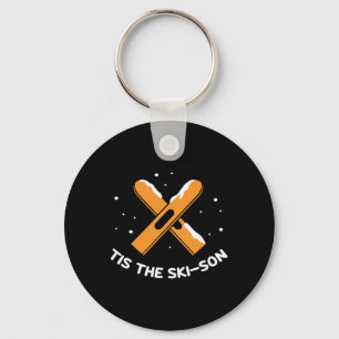 Skiing Tis The Ski-son Skier Winter Sports Skis Se Key Ring