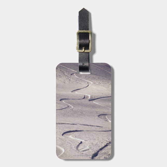 Skiing Tracks Luggage Tag (Front Vertical)